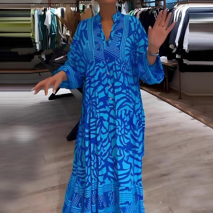 Zarela-Bold Print Maxi Dress