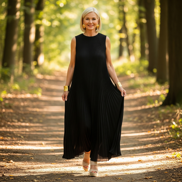 Alma™ - Pleated Dress for Women with Color Details