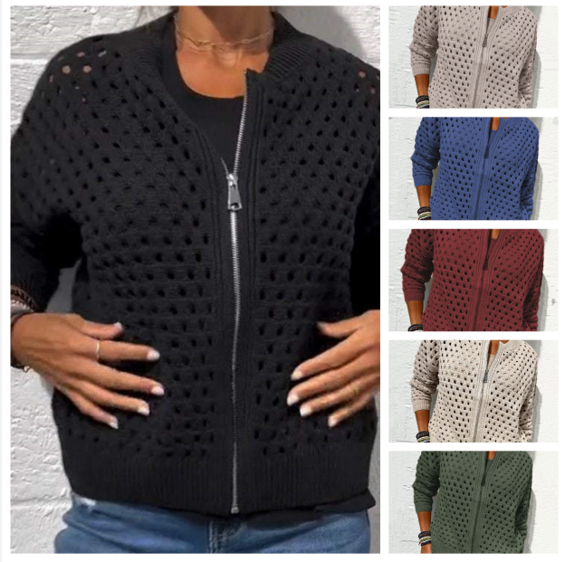 Marielle™ | Hollow-Knit Zipper Cardigan (Almost Sold Out)