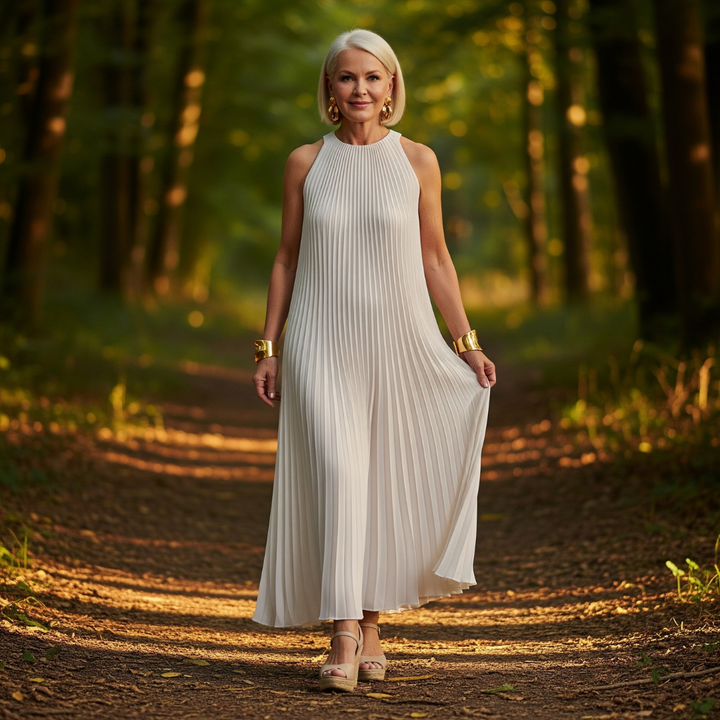 Alma™ - Pleated Dress for Women with Color Details