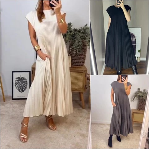 Mara™ - Pleated Dress for Women with Color Details