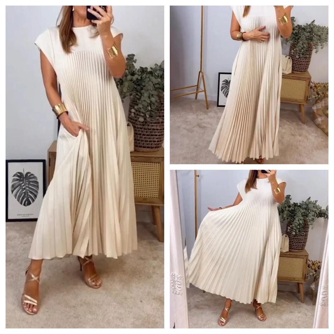 Mara™ - Pleated Dress for Women with Color Details