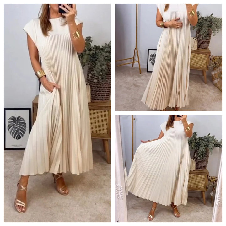Mara™ - Pleated Dress for Women with Color Details