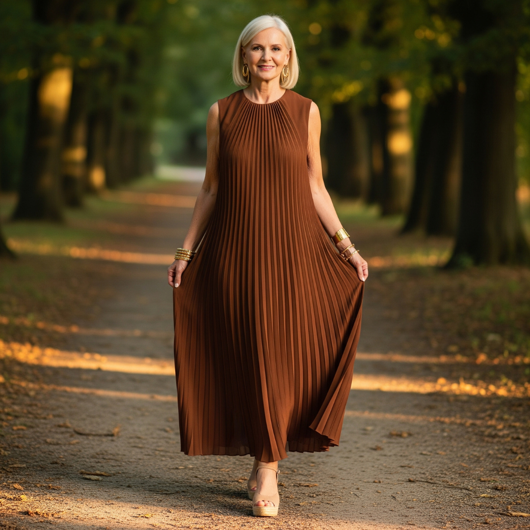 Alma™ - Pleated Dress for Women with Color Details