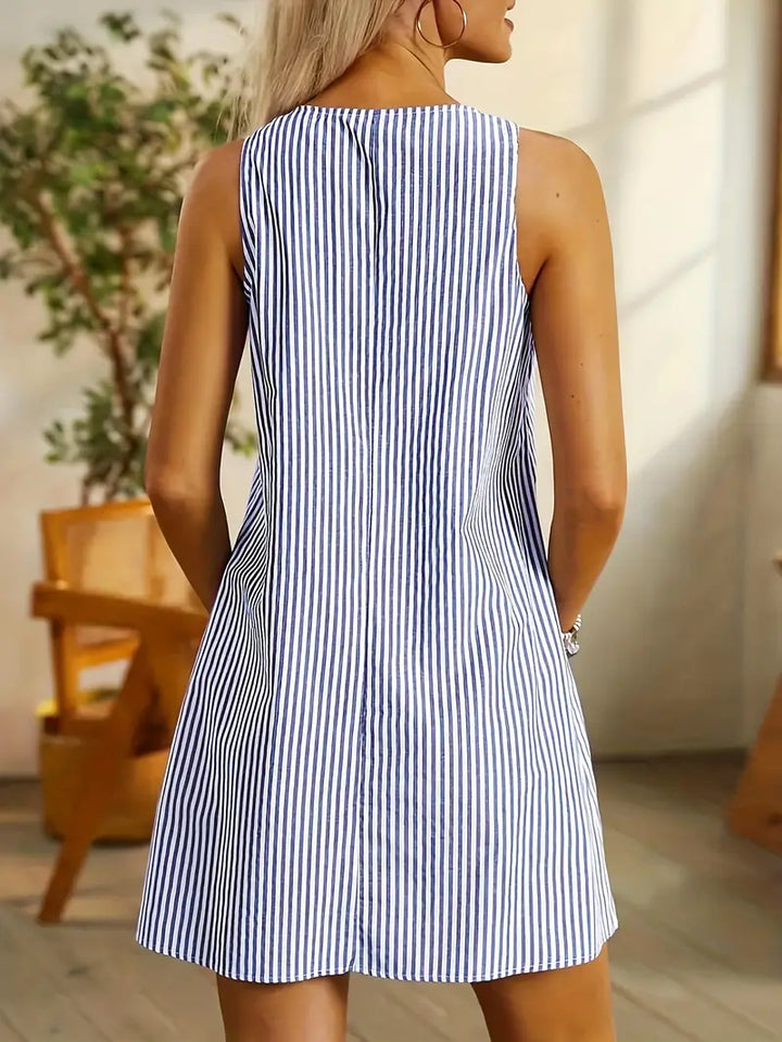 Celine - Sleeveless striped knee length dress