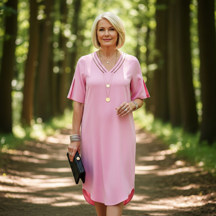 Anya-Luxe V-Neck Shift Dress