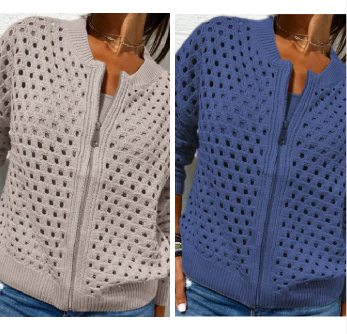 Marielle™ | Hollow-Knit Zipper Cardigan (Almost Sold Out)