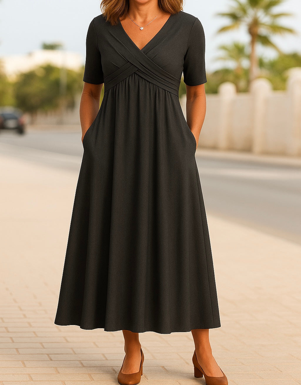 ANNE - ELEGANT DRESS WITH TUMMY COVERAGE