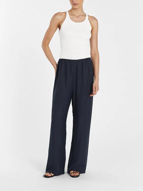 Ensemble haut et pantalon en lin mélangé à détails torsadés asymétriques