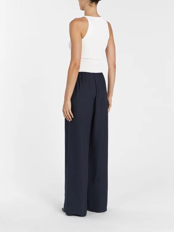 Ensemble haut et pantalon en lin mélangé à détails torsadés asymétriques