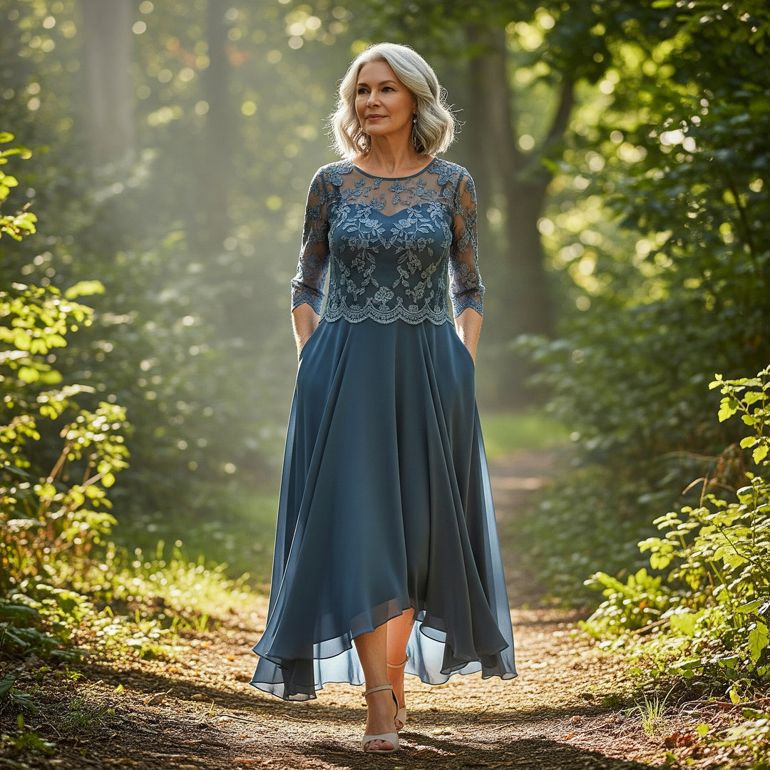 Elisa | Elegant Midi Dress with Lace