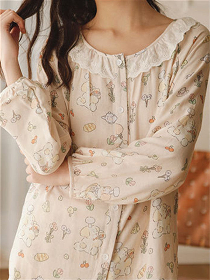 Ensemble de vêtements de nuit imprimés en coton et bambou