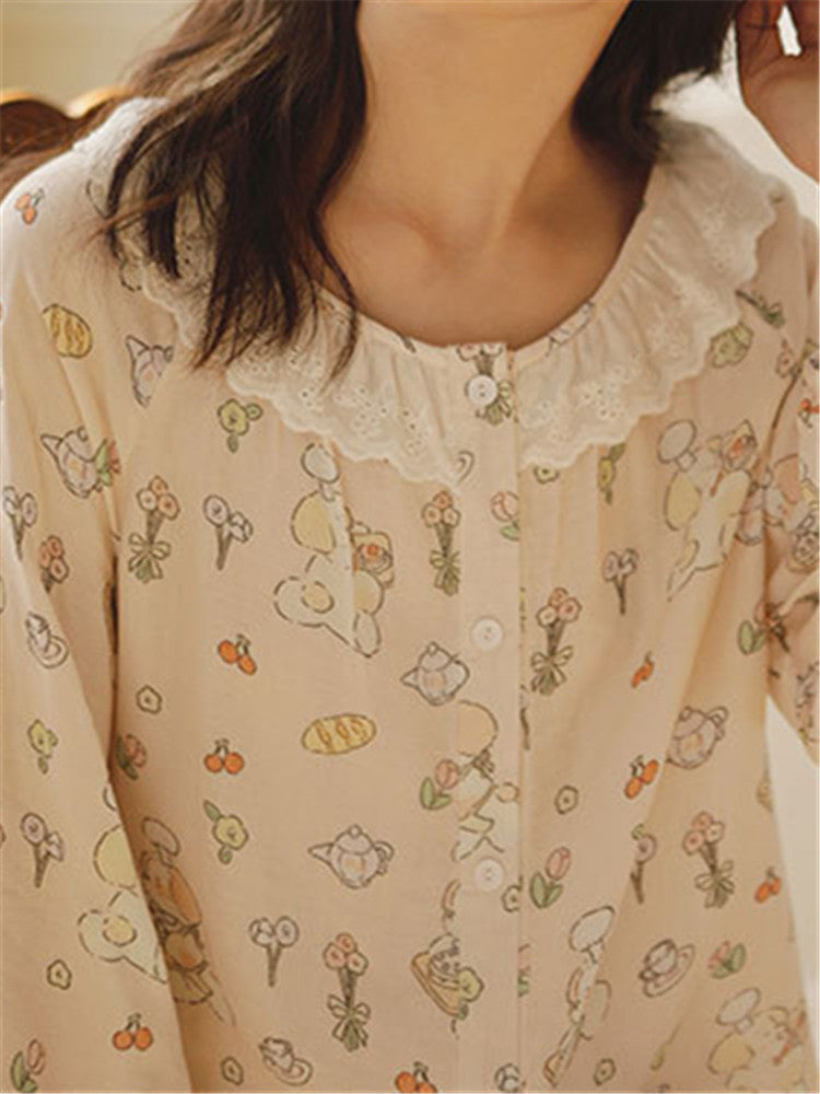 Ensemble de vêtements de nuit imprimés en coton et bambou