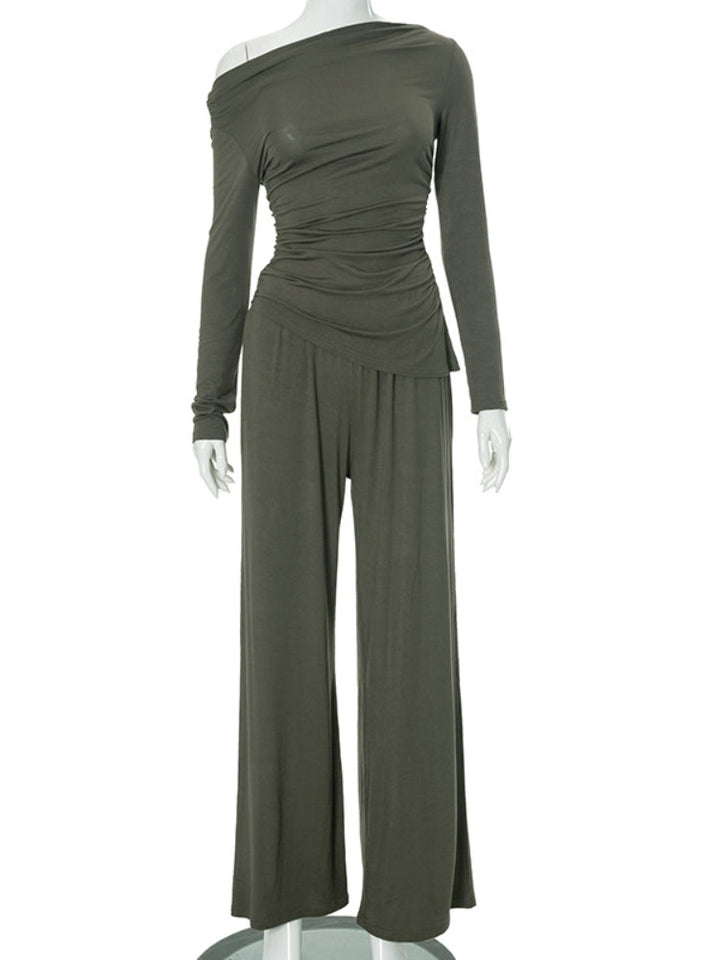 Ensemble pantalon froncé asymétrique