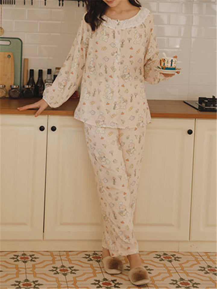 Ensemble de vêtements de nuit imprimés en coton et bambou