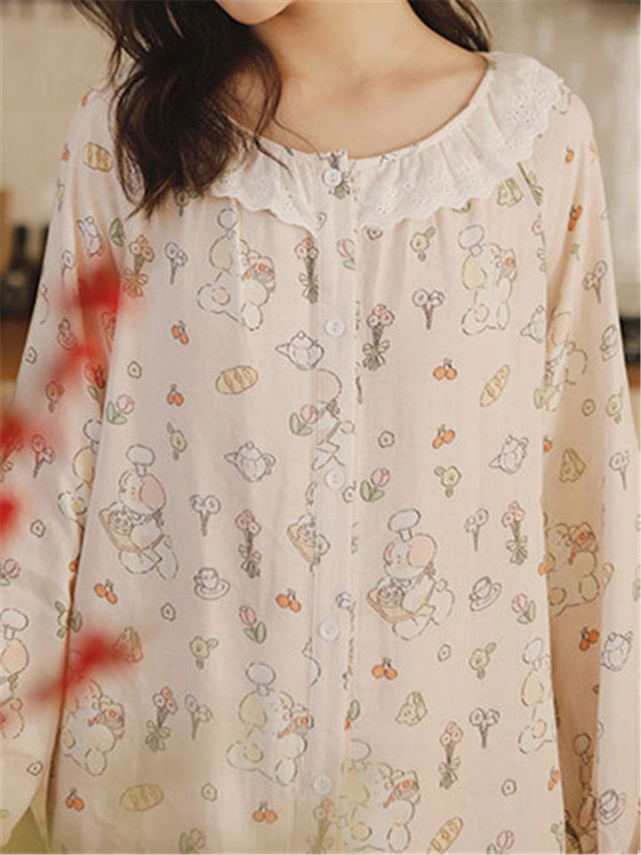 Ensemble de vêtements de nuit imprimés en coton et bambou