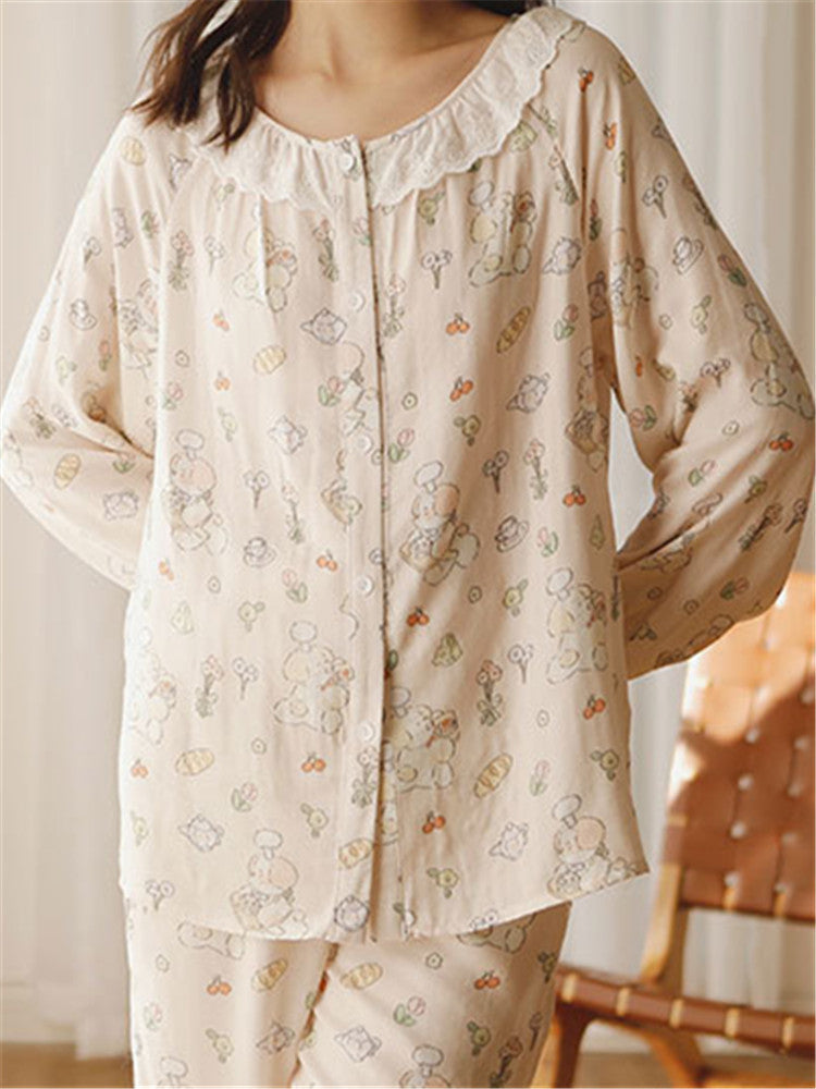 Ensemble de vêtements de nuit imprimés en coton et bambou