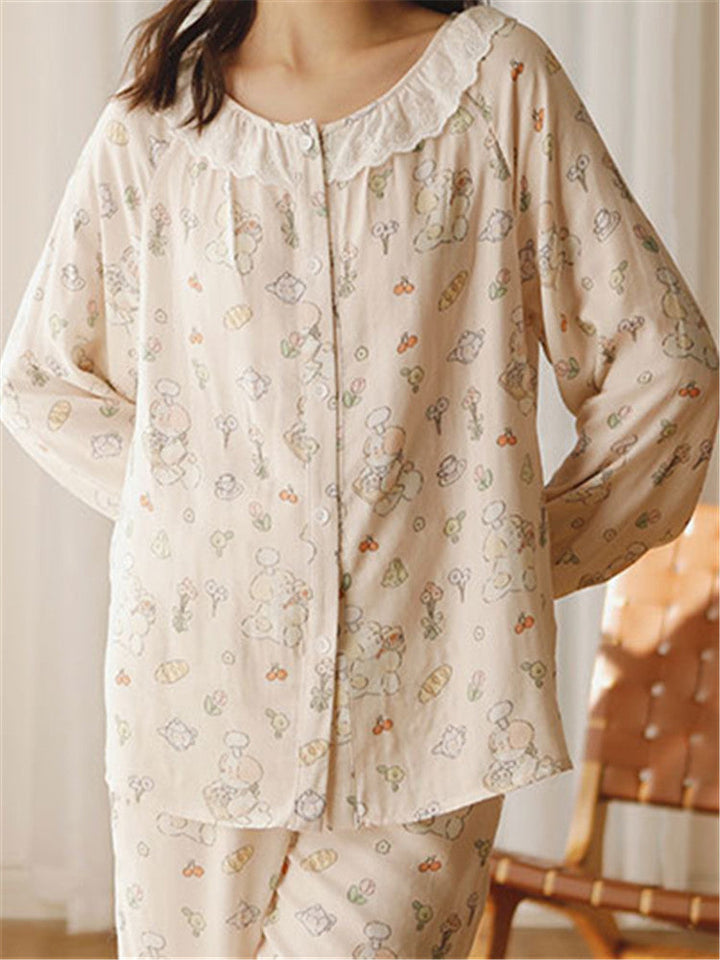 Ensemble de vêtements de nuit imprimés en coton et bambou