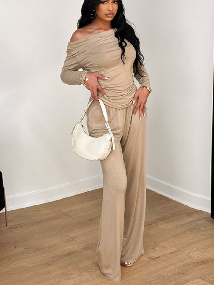 Ensemble pantalon froncé asymétrique
