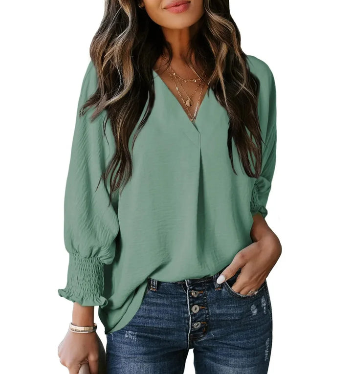 Graceful Comfort 3/4 Sleeve V-Neck Tee