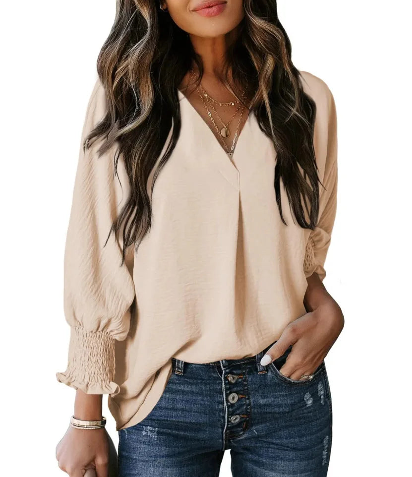 Graceful Comfort 3/4 Sleeve V-Neck Tee