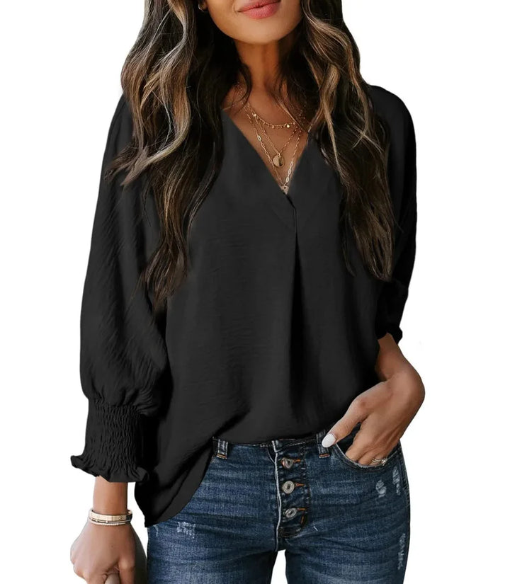 Graceful Comfort 3/4 Sleeve V-Neck Tee