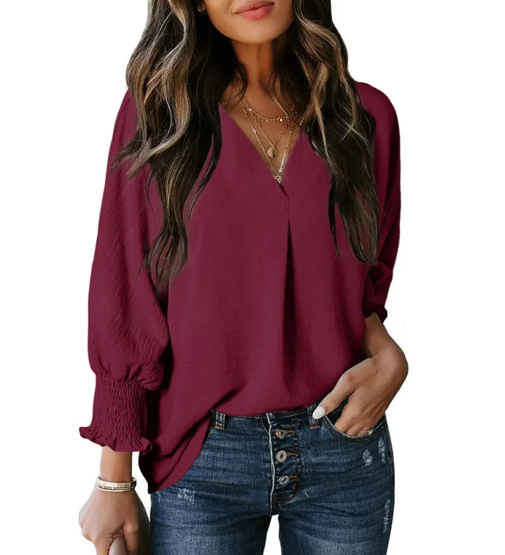Graceful Comfort 3/4 Sleeve V-Neck Tee