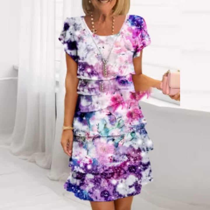 Ella™ - Floral Pleated Ruffle Dress