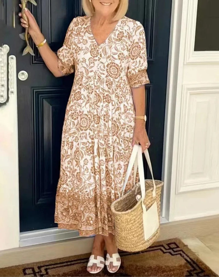 Aude™ - Robe fleurie élégante à col en V 