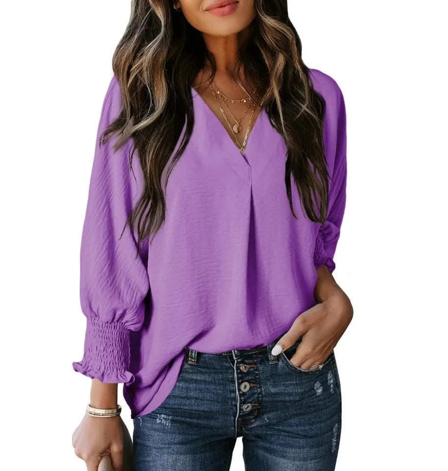 Graceful Comfort 3/4 Sleeve V-Neck Tee