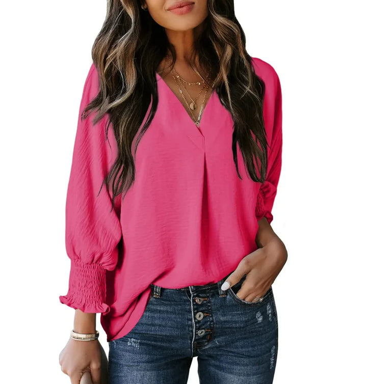 Graceful Comfort 3/4 Sleeve V-Neck Tee
