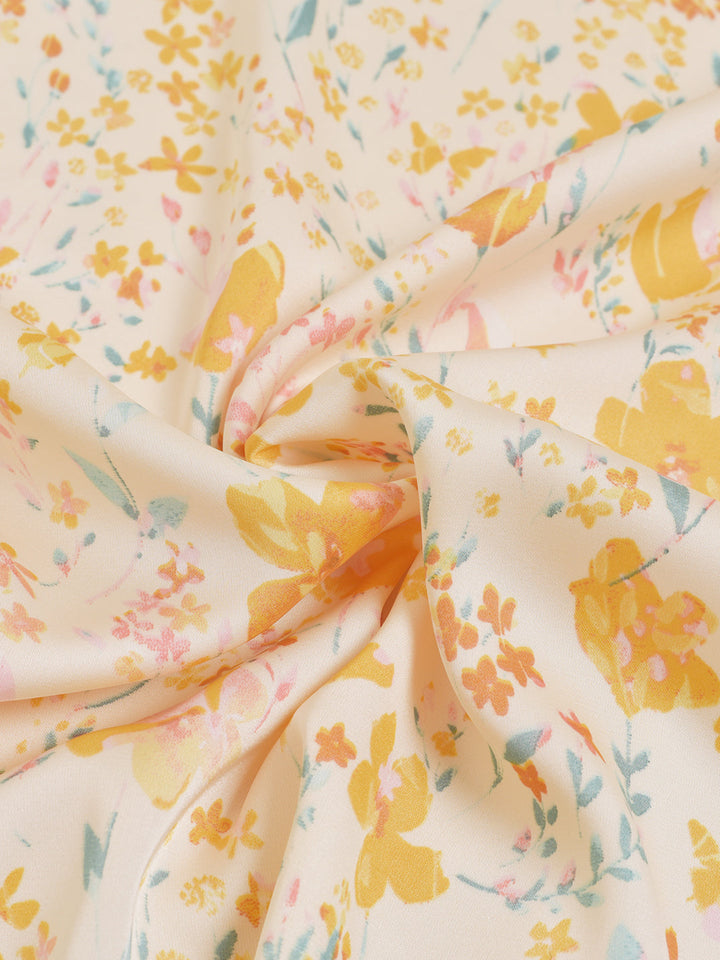 【Final Sale】Annie Printed Lace Yellow Midi Nightgown