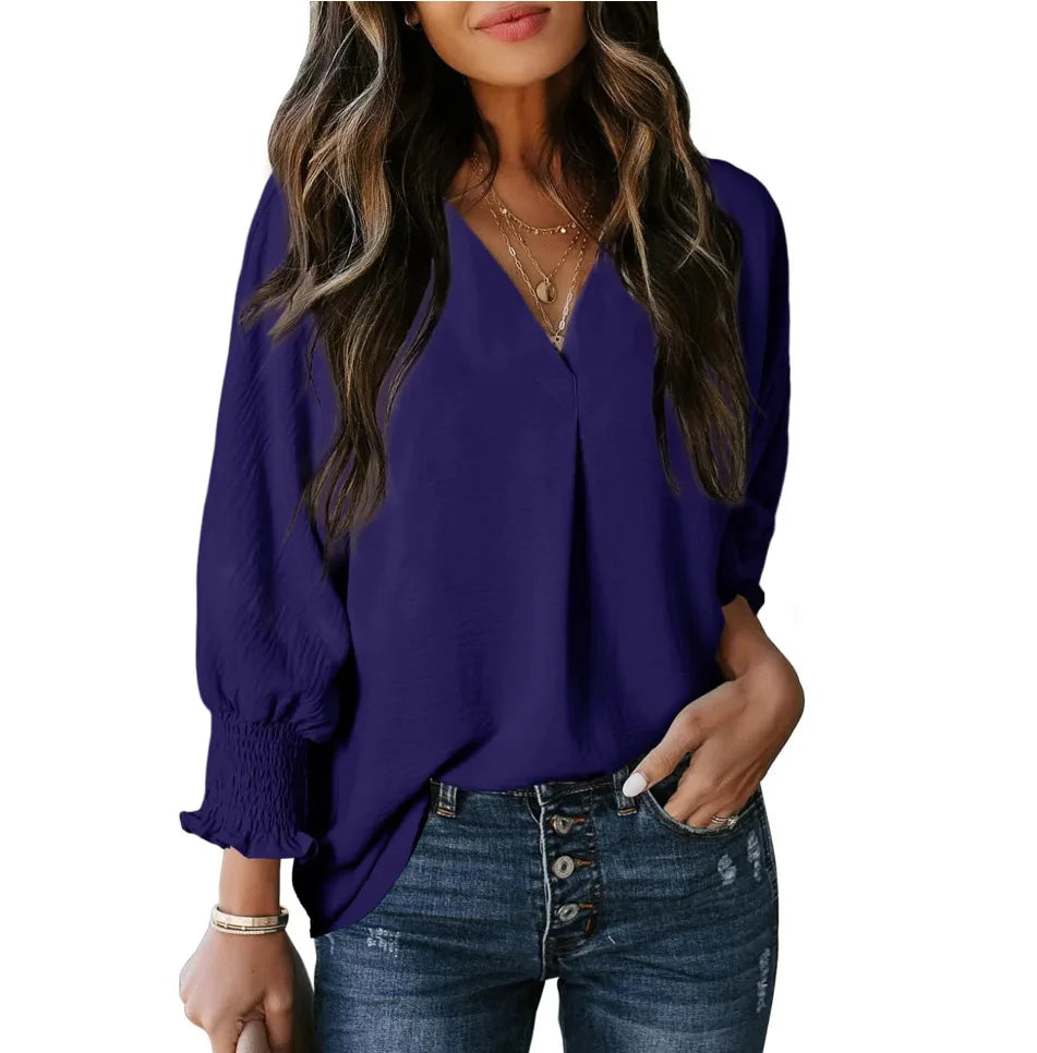 Graceful Comfort 3/4 Sleeve V-Neck Tee