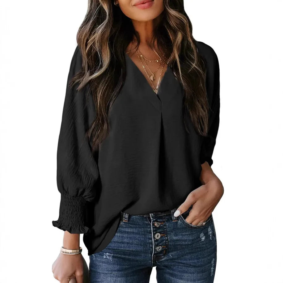 Graceful Comfort 3/4 Sleeve V-Neck Tee