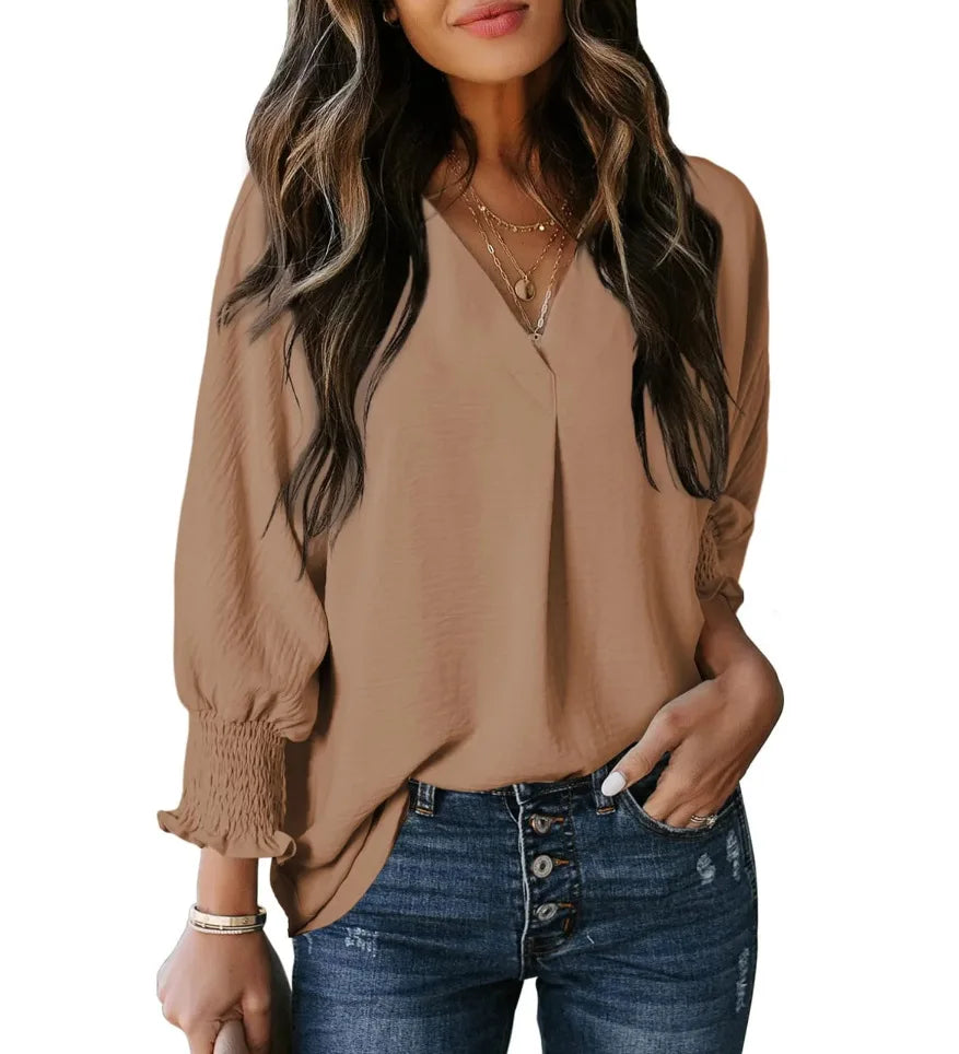 Graceful Comfort 3/4 Sleeve V-Neck Tee