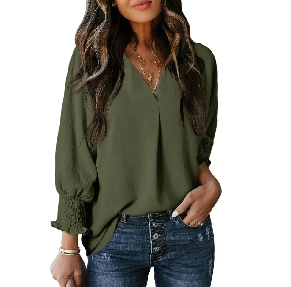 Graceful Comfort 3/4 Sleeve V-Neck Tee