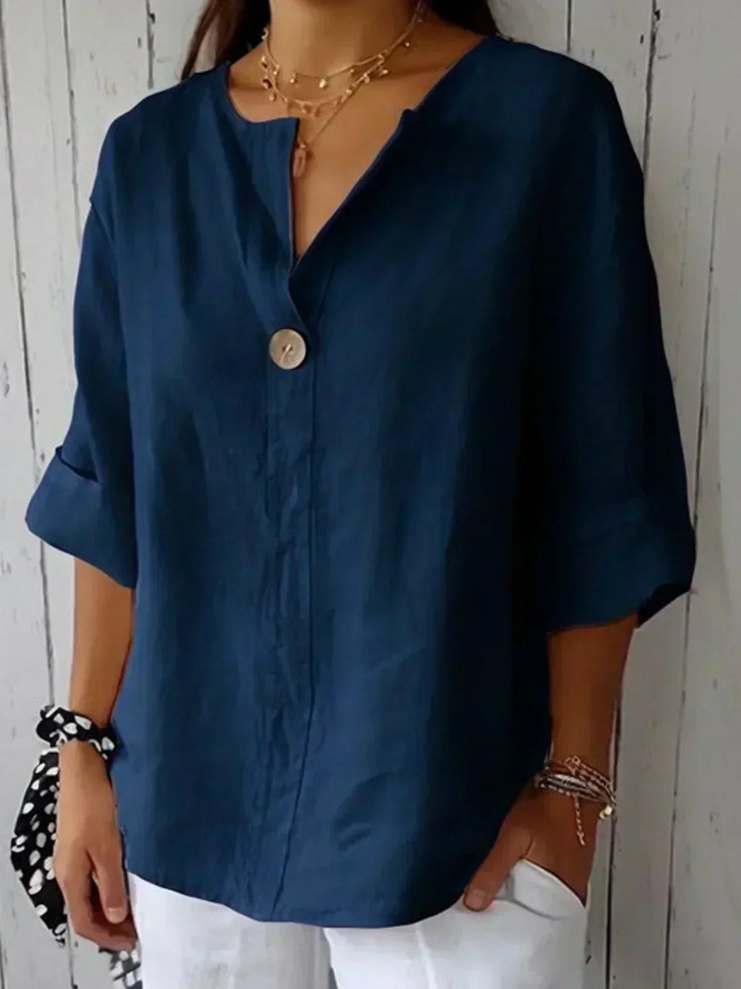 Anna™ | Casual V-neck Blouse in 100% Linen