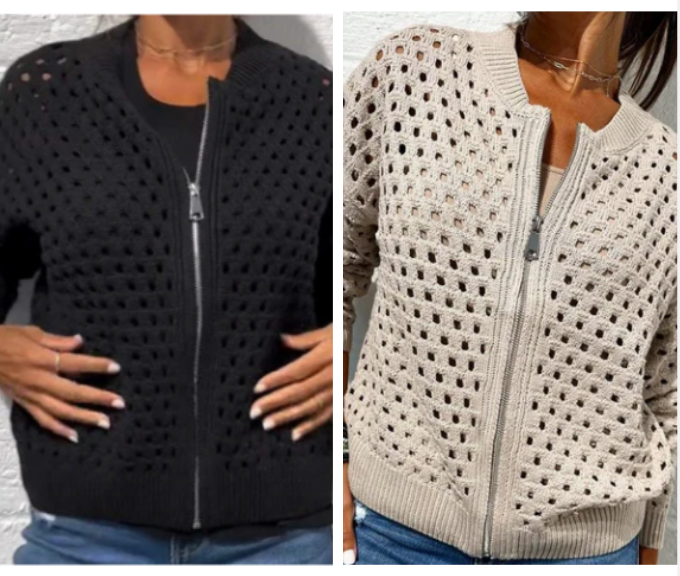 Marielle™ | Hollow-Knit Zipper Cardigan (Almost Sold Out)