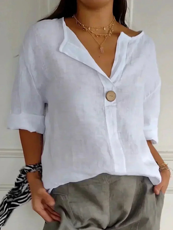 Anna™ | Casual V-neck Blouse in 100% Linen