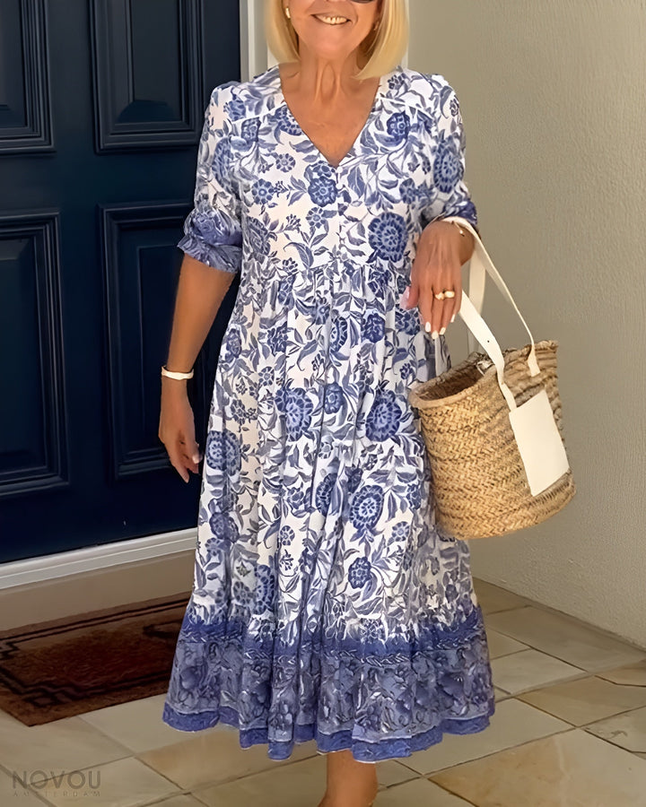 Aude™ - Robe fleurie élégante à col en V 