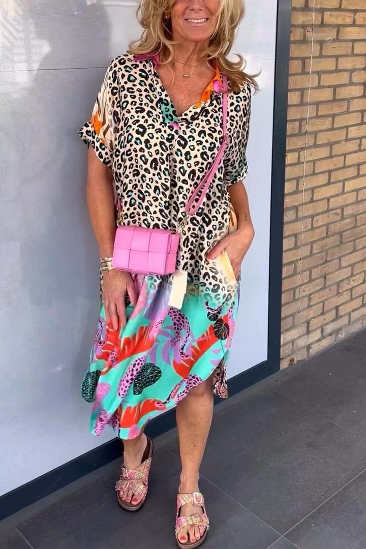 ADRIENNE™ | CASUAL LEOPARD PRINT DRESS WITH SHORT SLEEVES (ALMOST SOLD OUT!)