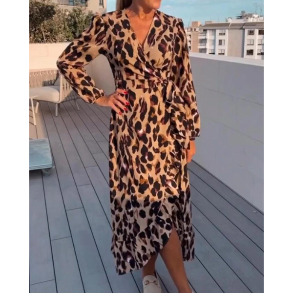 Marguerite™ - Leopard Print Dress with V-Neck