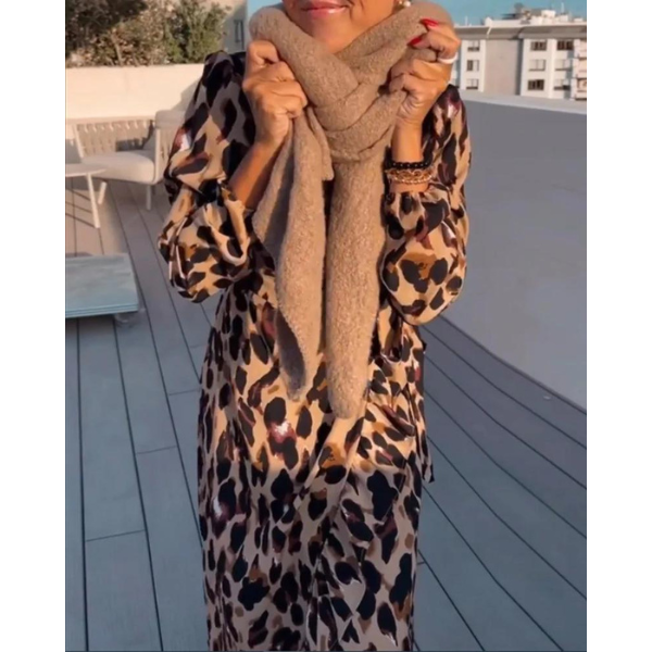 Marguerite™ - Leopard Print Dress with V-Neck