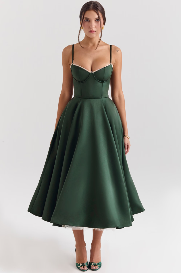 Luce - Satin Tulle Midi Dress