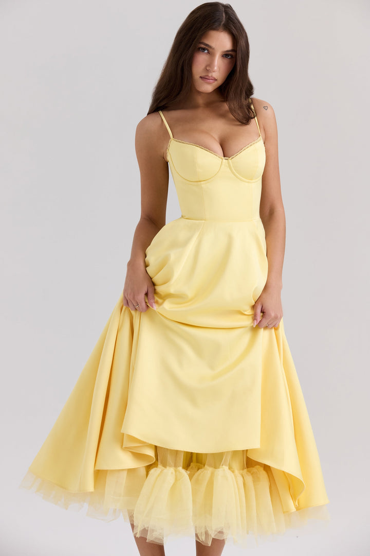 Luce - Satin Tulle Midi Dress