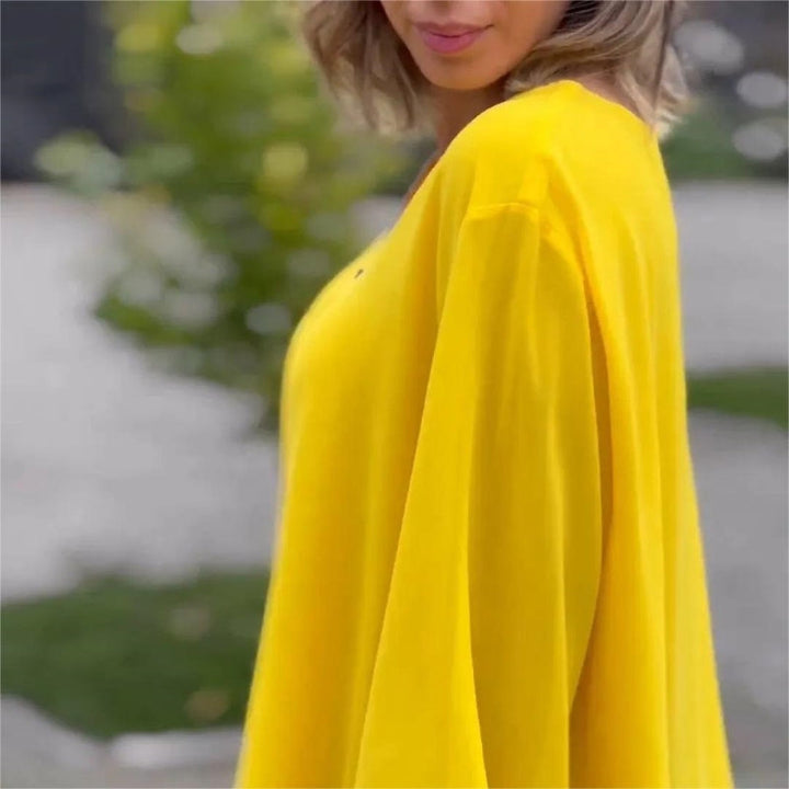 Ornella™ - Soft Double Layer Top with Zipper and V-Neck