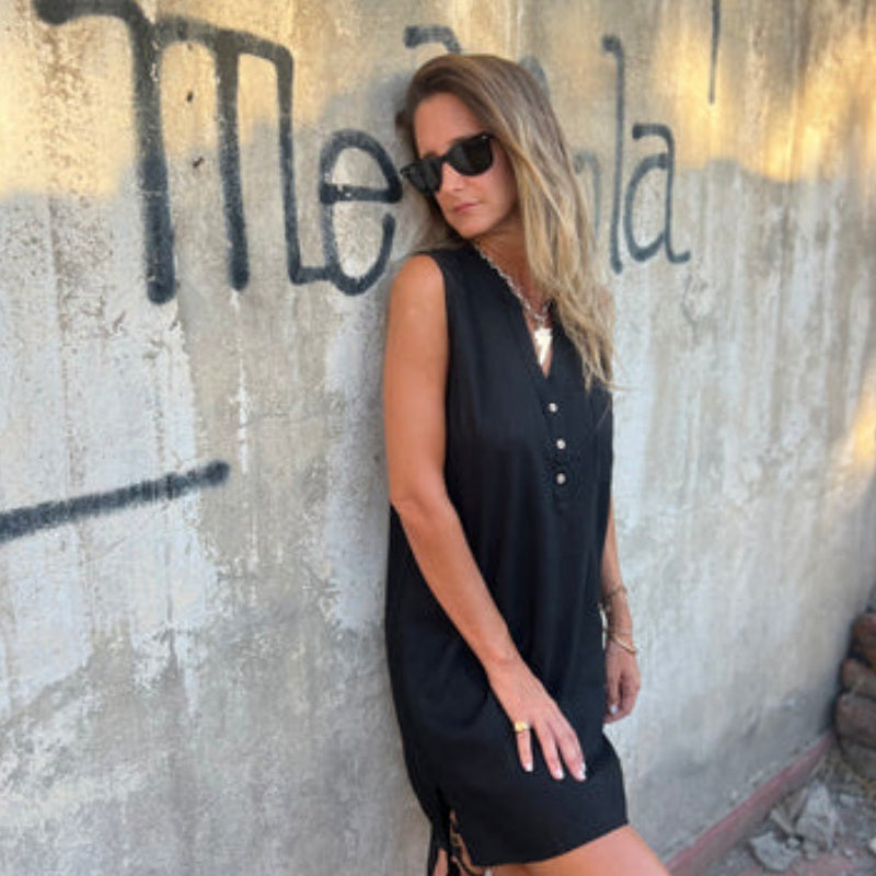 Noelia™ - Sleeveless Button-Up V-Neck Dress for Women