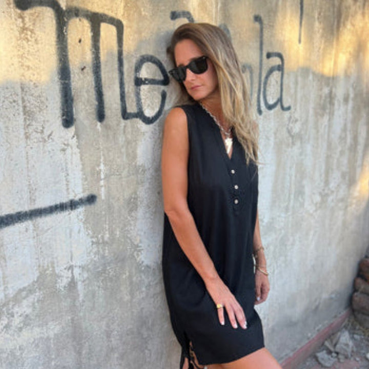 Noelia™ - Sleeveless Button-Up V-Neck Dress for Women