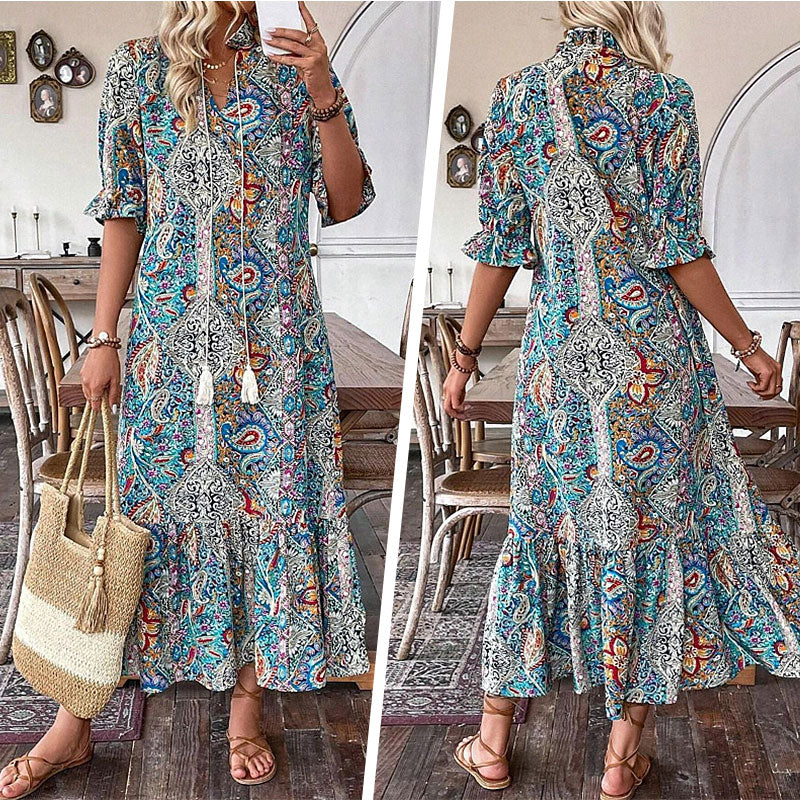Lise™ - Elegant Boho Dress with Floral Pattern