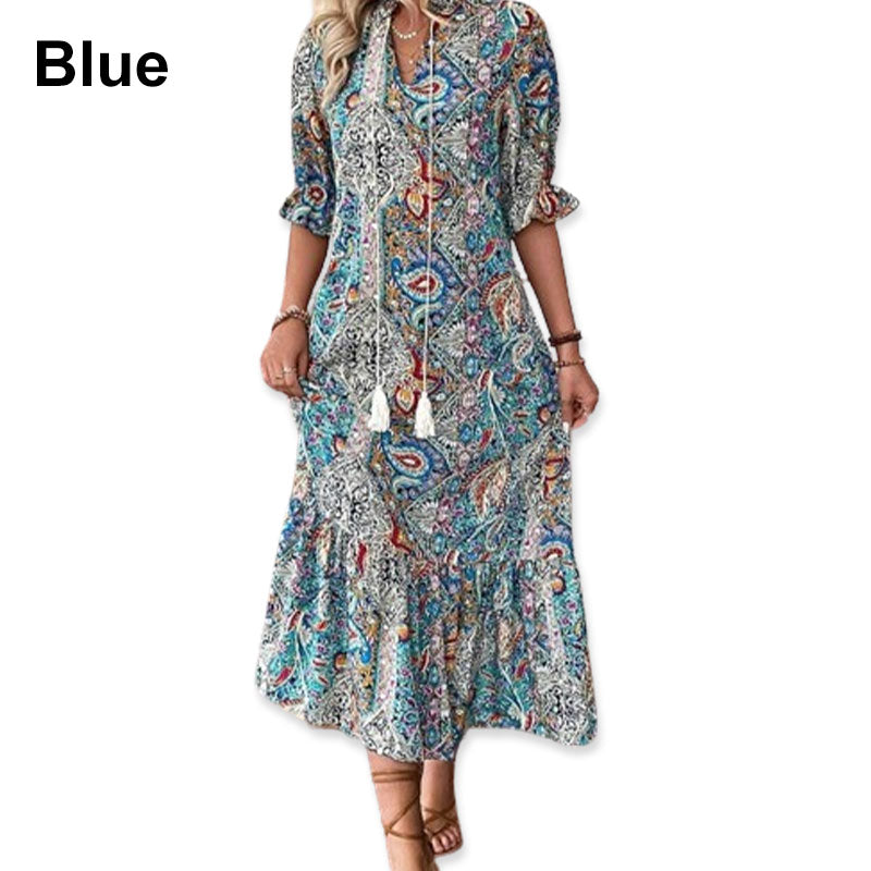 Lise™ - Elegant Boho Dress with Floral Pattern